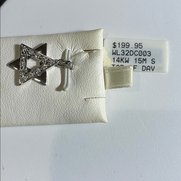 14K white gold Star of David pendant with diamonds - Picture 2 of 2